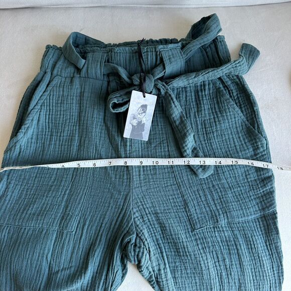 Sincerely Jules Gauze Belted Relaxed Pants, Women's Size S, Green NEW B20 - Picture 4 of 7